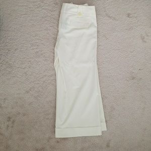 White Pinstripe Cropped Capri